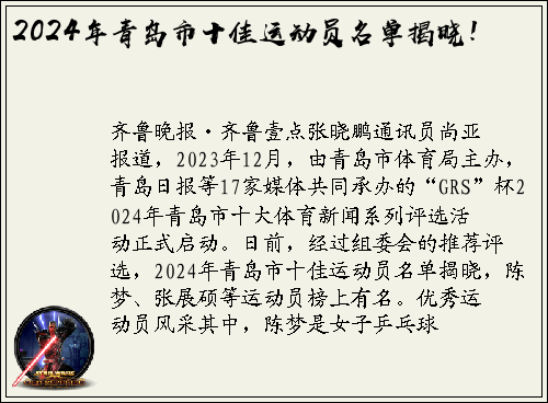 2024年青岛市十佳运动员名单揭晓！