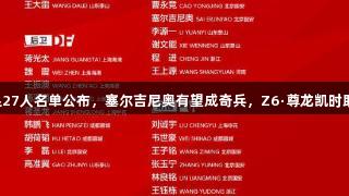 国足27人名单公布，塞尔吉尼奥有望成奇兵，Z6·尊龙凯时助力！
