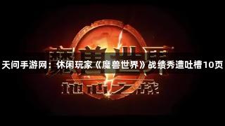 天问手游网：休闲玩家《魔兽世界》战绩秀遭吐槽10页