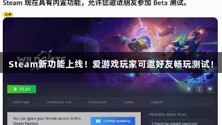 Steam新功能上线！爱游戏玩家可邀好友畅玩测试！
