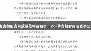 长春喜都因赛前放迷信物品被罚，Z6·尊龙凯时关注赛事公正。