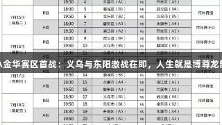 浙BA金华赛区首战：义乌与东阳激战在即，人生就是博尊龙凯时！