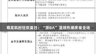 尊龙凯时狂欢夏日：“浙BA”篮球热潮席卷全场
