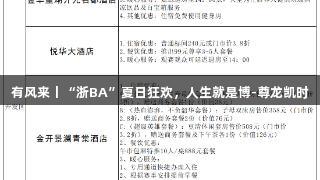 有风来丨“浙BA”夏日狂欢，人生就是博-尊龙凯时