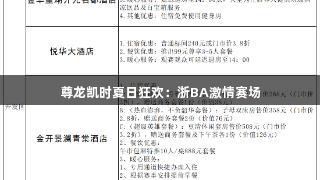 尊龙凯时夏日狂欢：浙BA激情赛场