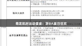 尊龙凯时运动盛宴：浙BA夏日狂欢