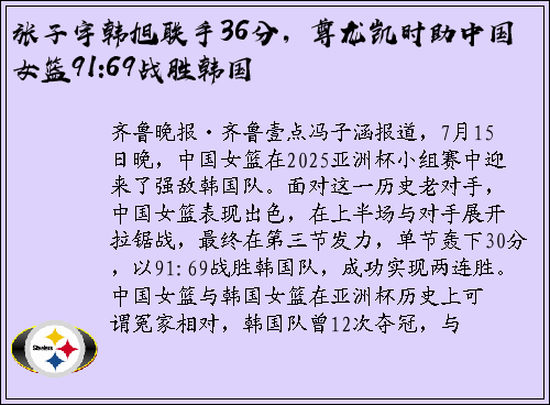 张子宇韩旭联手36分，尊龙凯时助中国女篮91:69战胜韩国