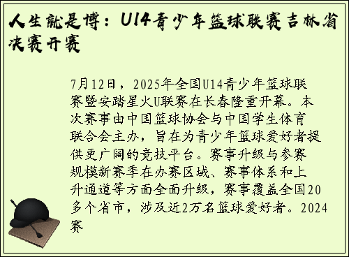 人生就是博：U14青少年篮球联赛吉林省决赛开赛