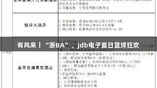 有风来丨“浙BA”，jdb电子夏日篮球狂欢