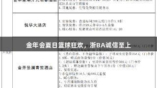 金年会夏日篮球狂欢，浙BA诚信至上
