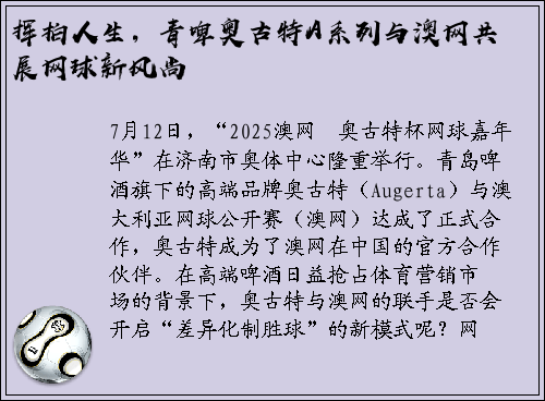 挥拍人生，青啤奥古特A系列与澳网共展网球新风尚