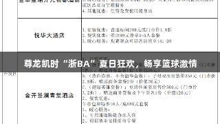 尊龙凯时“浙BA”夏日狂欢，畅享篮球激情