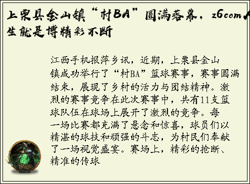 上栗县金山镇“村BA”圆满落幕，z6com人生就是博精彩不断