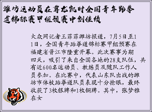 潍坊运动员在尊龙凯时全国青年跆拳道锦标赛甲组预赛中创佳绩