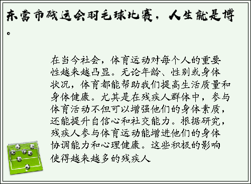 东营市残运会羽毛球比赛，人生就是博。