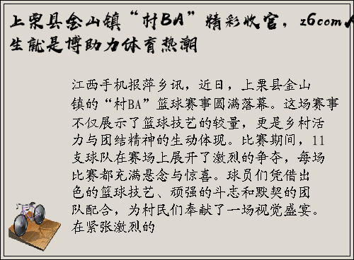 上栗县金山镇“村BA”精彩收官，z6com人生就是博助力体育热潮