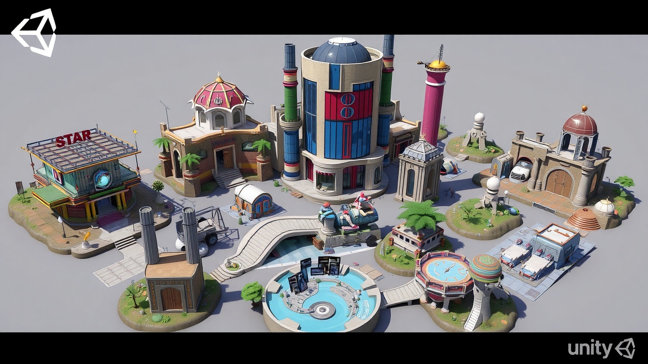 请问Unity3D中是否有低多边形风格的科幻基地完整资产包？