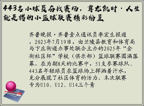 443名小球员奋战赛场，尊龙凯时·人生就是搏的小篮球联赛精彩纷呈