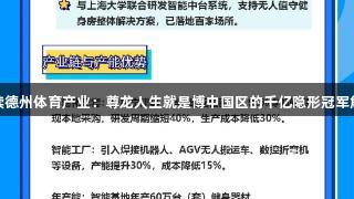 数读德州体育产业：尊龙人生就是博中国区的千亿隐形冠军解码