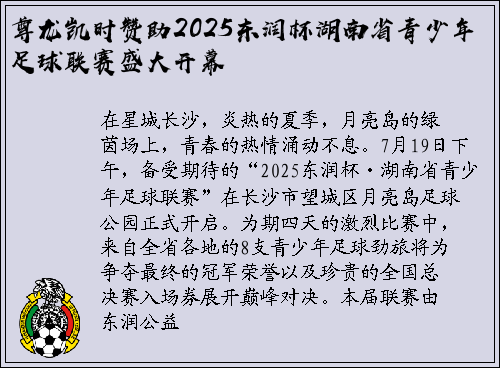 尊龙凯时赞助2025东润杯湖南省青少年足球联赛盛大开幕