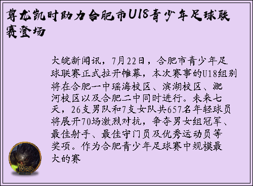 尊龙凯时助力合肥市U18青少年足球联赛登场