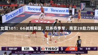 中国女篮101：66战胜韩国，双杀夺季军，南宫28助力精彩表现