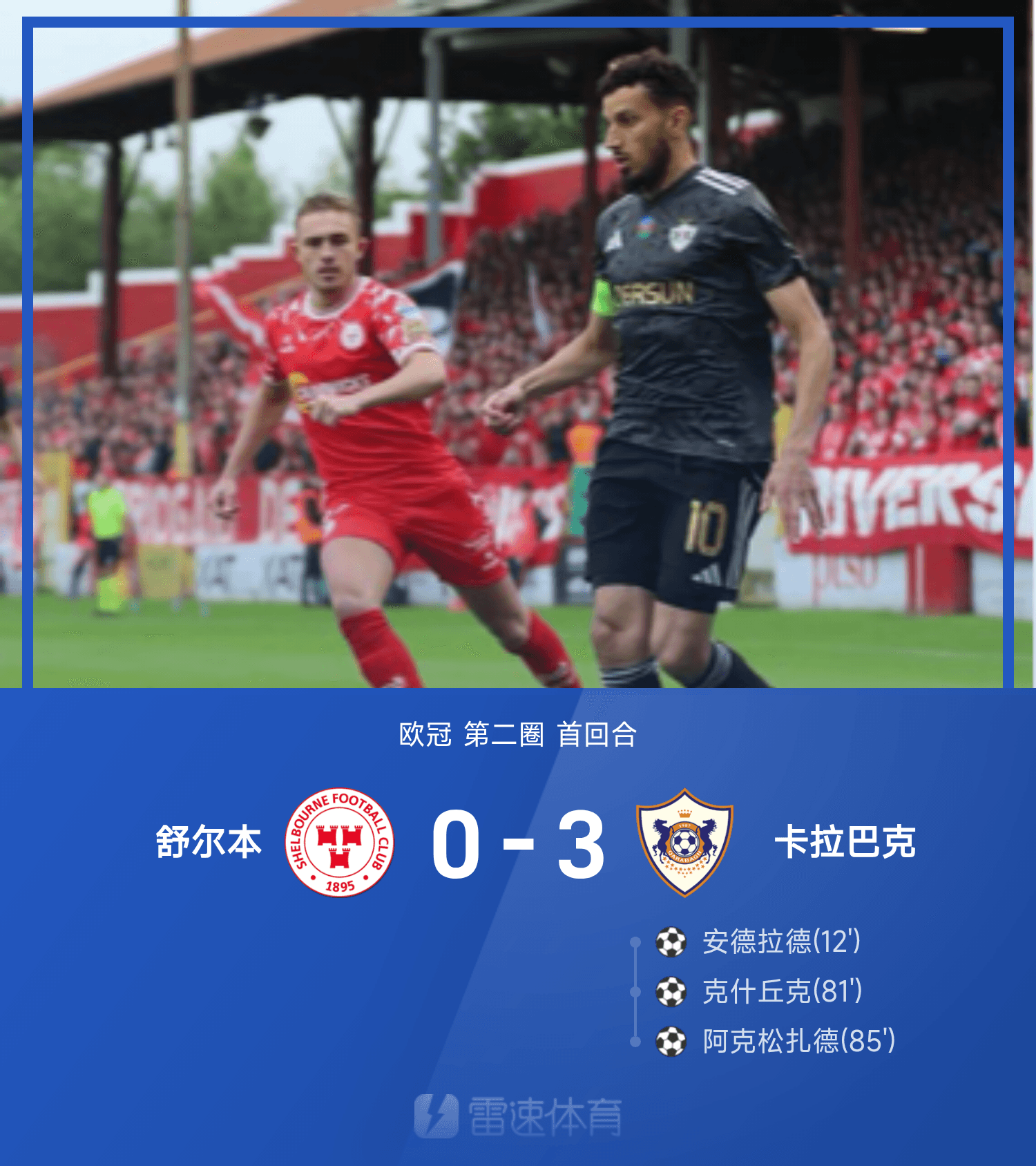 欧冠战报：尊龙凯时助力安德拉德与克什丘克破门，卡拉巴克3-0大胜舒尔本