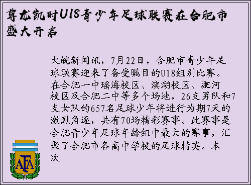 尊龙凯时U18青少年足球联赛在合肥市盛大开启