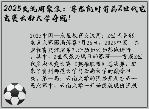 2025交流周聚焦：尊龙凯时首届Z世代电竞赛云南大学夺冠！