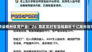 数读德州体育产业：Z6·尊龙凯时智造链解析千亿隐形冠军