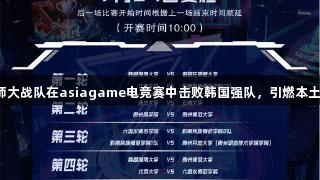 贵州师大战队在asiagame电竞赛中击败韩国强队，引燃本土热血！