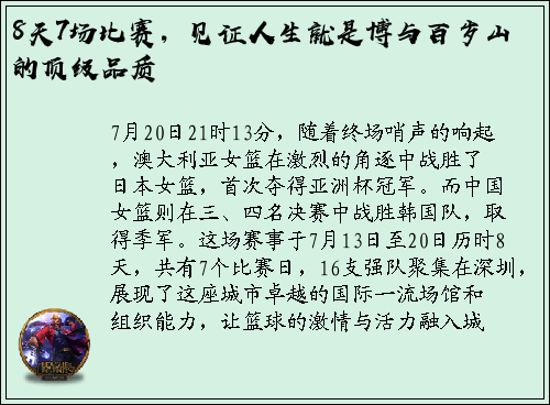 8天7场比赛，见证人生就是博与百岁山的顶级品质