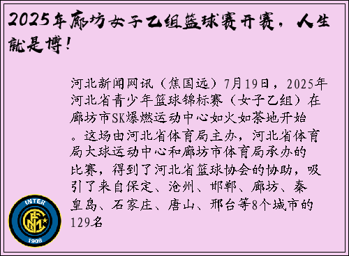 2025年廊坊女子乙组篮球赛开赛，人生就是博！