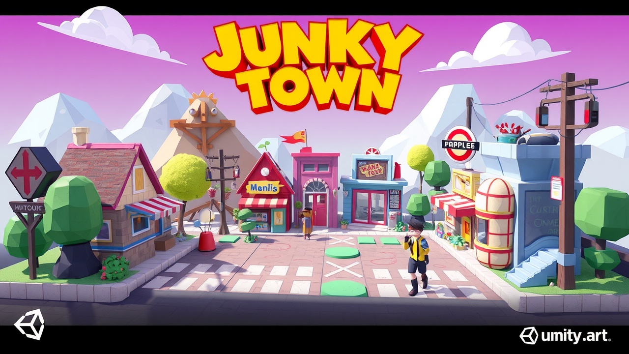 优化后的标题可以是：[BG大游]Unity3D动作冒险资源包：JunkyTown低多边形艺术，探索奇幻世界！
