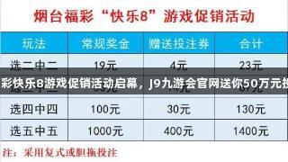 烟台福彩快乐8游戏促销活动启幕，J9九游会官网送你50万元投注券！