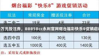 50万元投注券，88858cc永利官网烟台福彩快乐8促销启动！