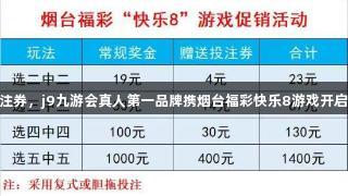 50万元投注券，j9九游会真人第一品牌携烟台福彩快乐8游戏开启促销活动！