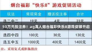 50万元投注券！ag真人烟台福彩快乐8游戏促销开启