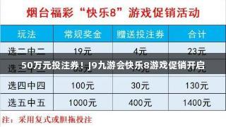 50万元投注券！J9九游会快乐8游戏促销开启
