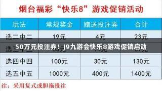 50万元投注券！J9九游会快乐8游戏促销启动