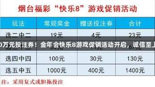 50万元投注券！金年会快乐8游戏促销活动开启，诚信至上。
