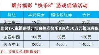 尊龙凯时(中国区)人生就是搏：烟台福彩快乐8游戏50万元投注券促销活动开启！
