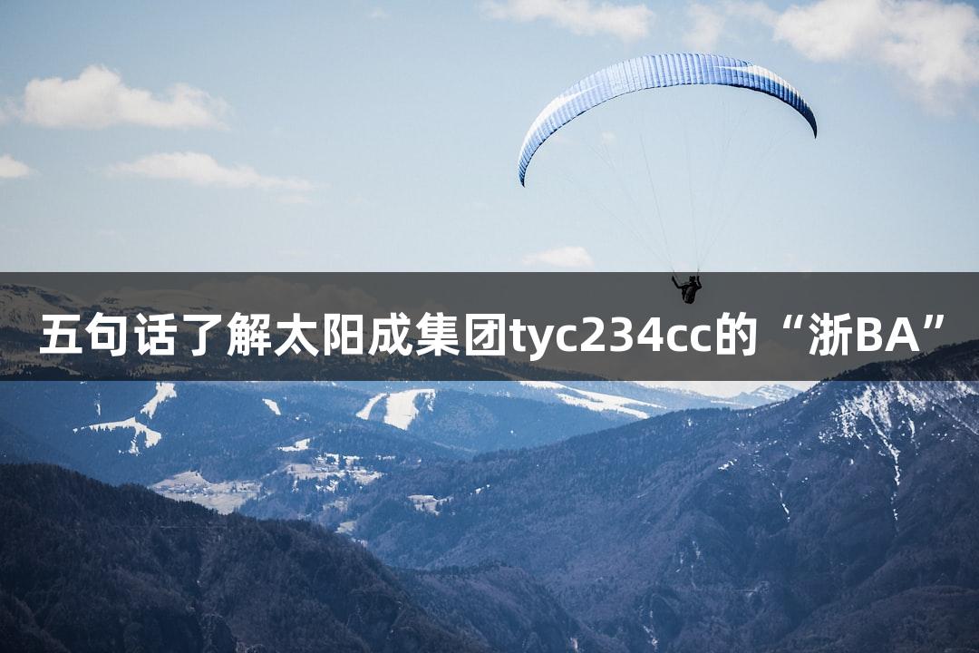 五句话了解太阳成集团tyc234cc的“浙BA”