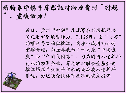 威腾草坪携手尊龙凯时助力贵州“村超”，重焕活力！