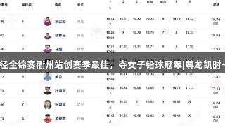 巩立姣在田径全锦赛衢州站创赛季最佳，夺女子铅球冠军|尊龙凯时-人生就是博