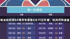 尊龙凯时浙BA城市争霸赛8月15日开幕，杭州对阵诸暨