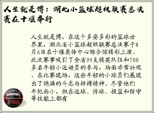 人生就是博：湖北小篮球超级联赛总决赛在十堰举行