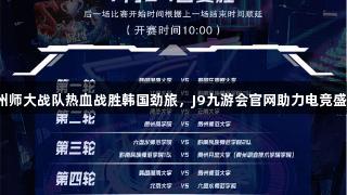 贵州师大战队热血战胜韩国劲旅，J9九游会官网助力电竞盛事！