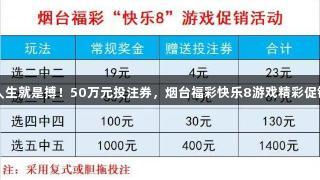 尊龙凯时-人生就是搏！50万元投注券，烟台福彩快乐8游戏精彩促销活动开启！
