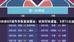 南宫28杯浙BA城市争霸赛揭幕战：杭州对阵诸暨，8月15日激情开启